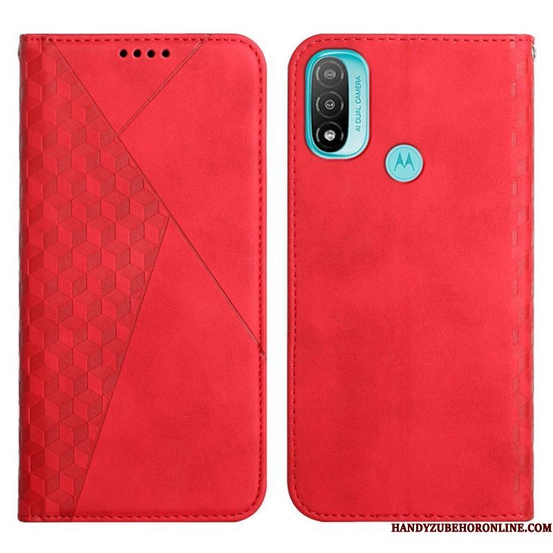 Bescherming Hoesje voor Moto E40 / E30 / E20 Folio-hoesje Geo Leereffect