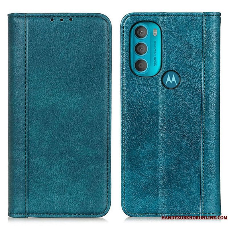 Bescherming Hoesje voor Moto G71 5G Folio-hoesje Elegantie Split Litchi Leer