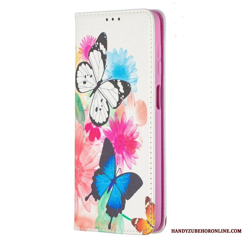 Bescherming Hoesje voor Samsung Galaxy M12 / A12 Folio-hoesje Kleurrijke Vlinders