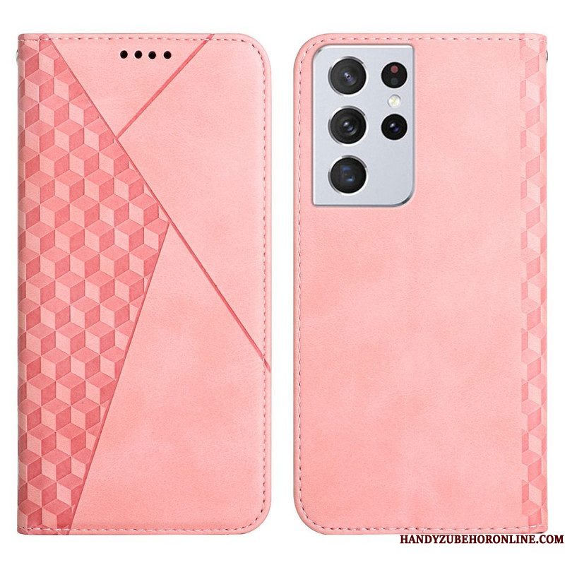 Bescherming Hoesje voor Samsung Galaxy S21 Ultra 5G Folio-hoesje Geo Leereffect