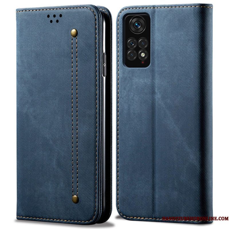 Bescherming Hoesje voor Xiaomi Redmi Note 11 / 11S Folio-hoesje Spijkerstof