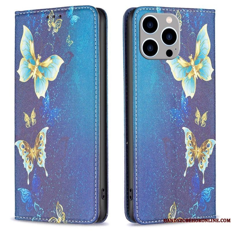 Bescherming Hoesje voor iPhone 14 Pro Max Folio-hoesje Vlinders