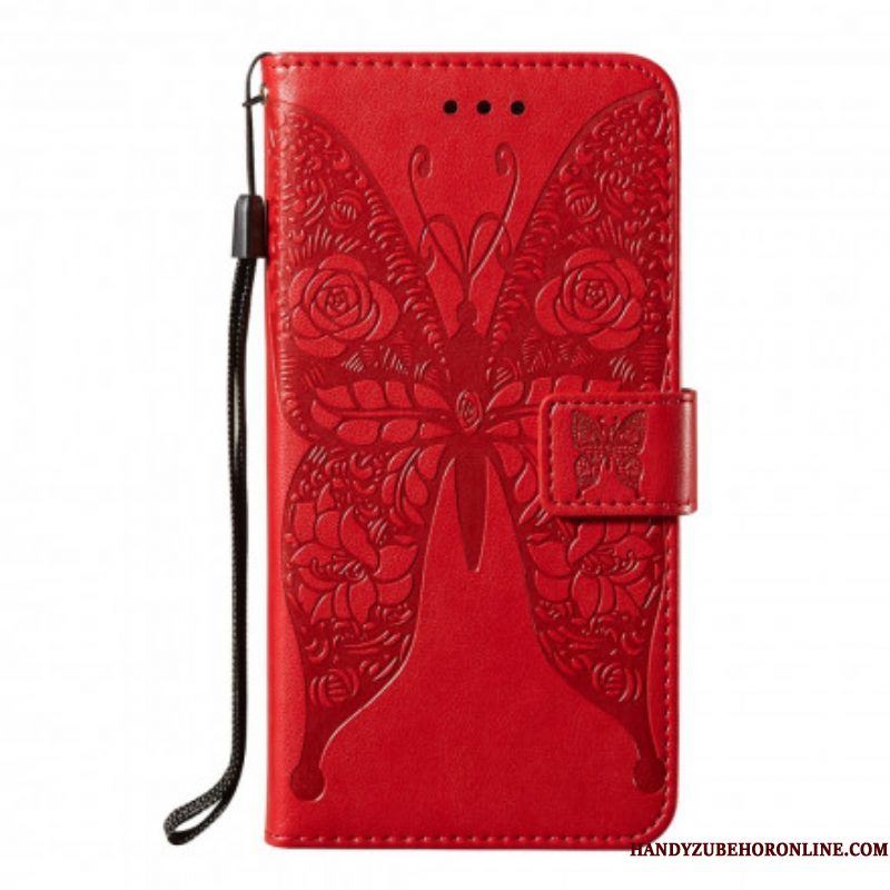 Flip Case voor Samsung Galaxy S21 5G Vlinder Bloemenpatroon