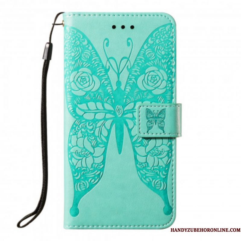 Flip Case voor Samsung Galaxy S21 5G Vlinder Bloemenpatroon