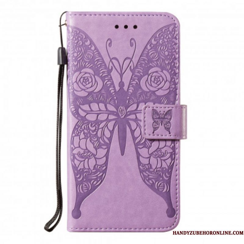 Flip Case voor Samsung Galaxy S21 5G Vlinder Bloemenpatroon