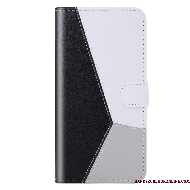 Flip Case voor Samsung Galaxy S22 5G Driekleurig Leereffect