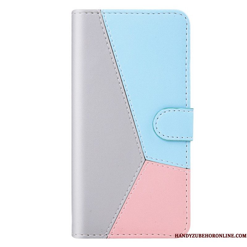 Flip Case voor Samsung Galaxy S22 5G Driekleurig Leereffect