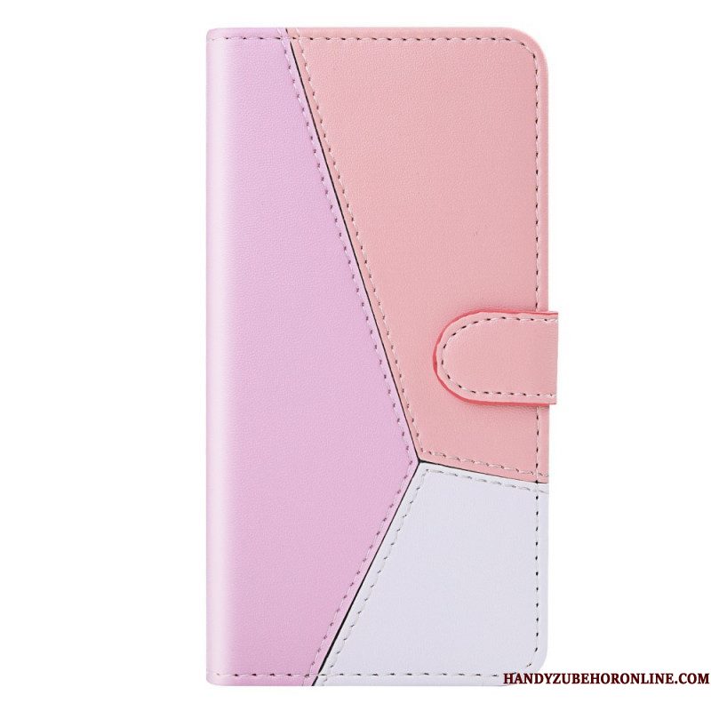 Flip Case voor Samsung Galaxy S22 5G Driekleurig Leereffect