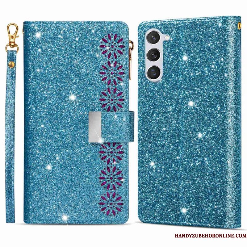 Flip Case voor Samsung Galaxy S23 5G Portemonnee Leren Portemonnee Met Pailletten