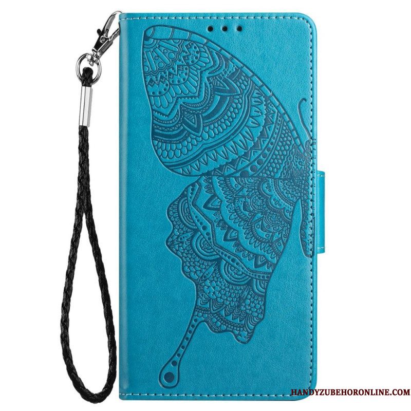 Flip Case voor Samsung Galaxy S23 5G Tweekleurige Barokke Vlinder