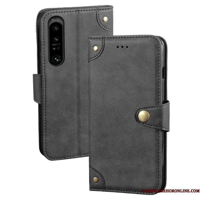 Flip Case voor Sony Xperia 1 IV Leerstijl Met Klinknagels Idewei