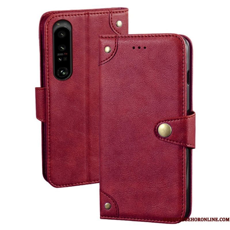 Flip Case voor Sony Xperia 1 IV Leerstijl Met Klinknagels Idewei