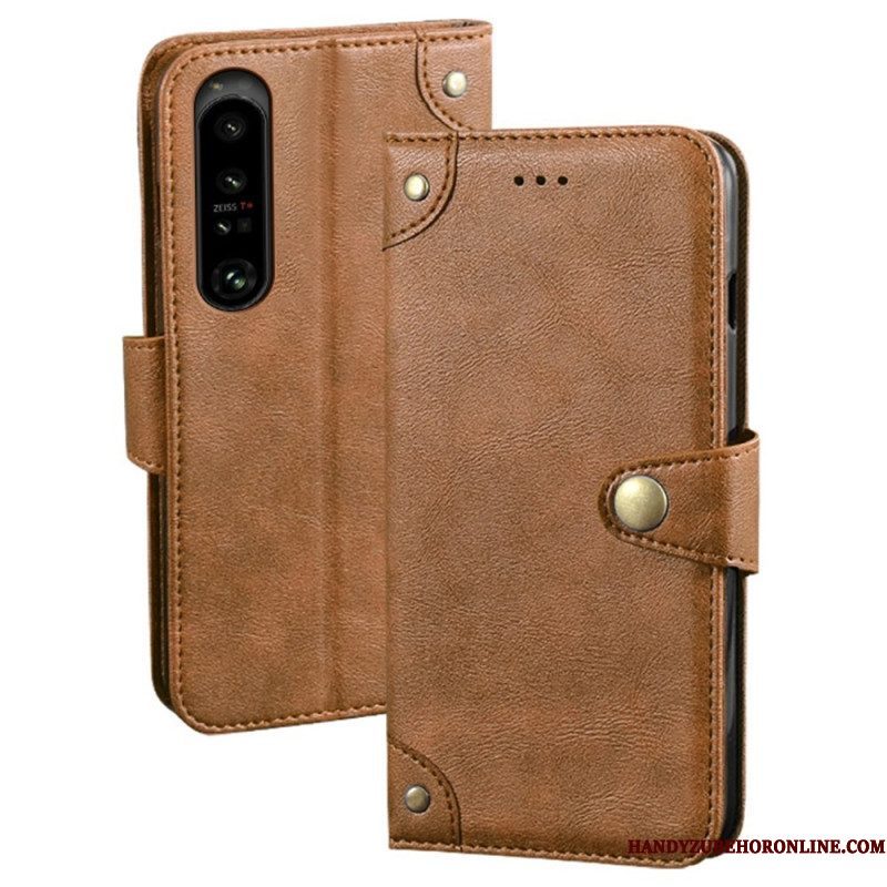 Flip Case voor Sony Xperia 1 IV Leerstijl Met Klinknagels Idewei