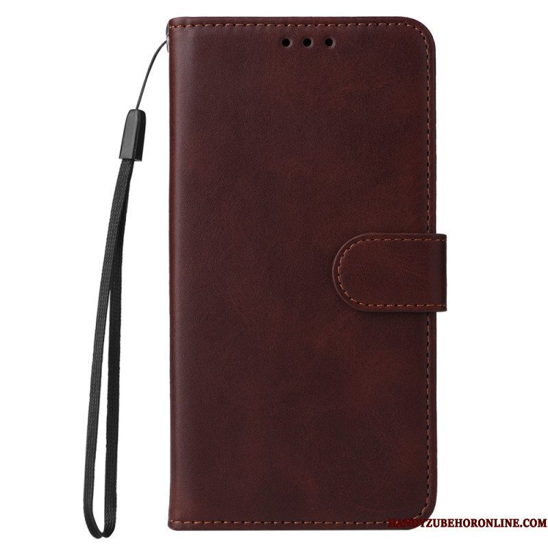 Flip Case voor Xiaomi Redmi Note 12 5G Met Ketting Effen Met Bandje