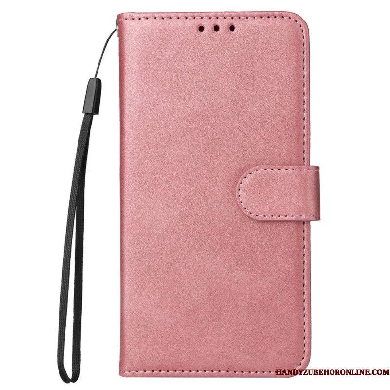 Flip Case voor Xiaomi Redmi Note 12 5G Met Ketting Effen Met Bandje