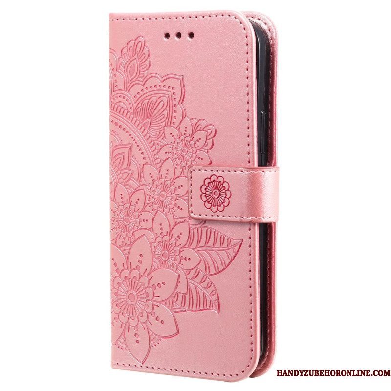 Flip Case voor Xiaomi Redmi Note 12 Pro Met Ketting Riem Bloem Mandala