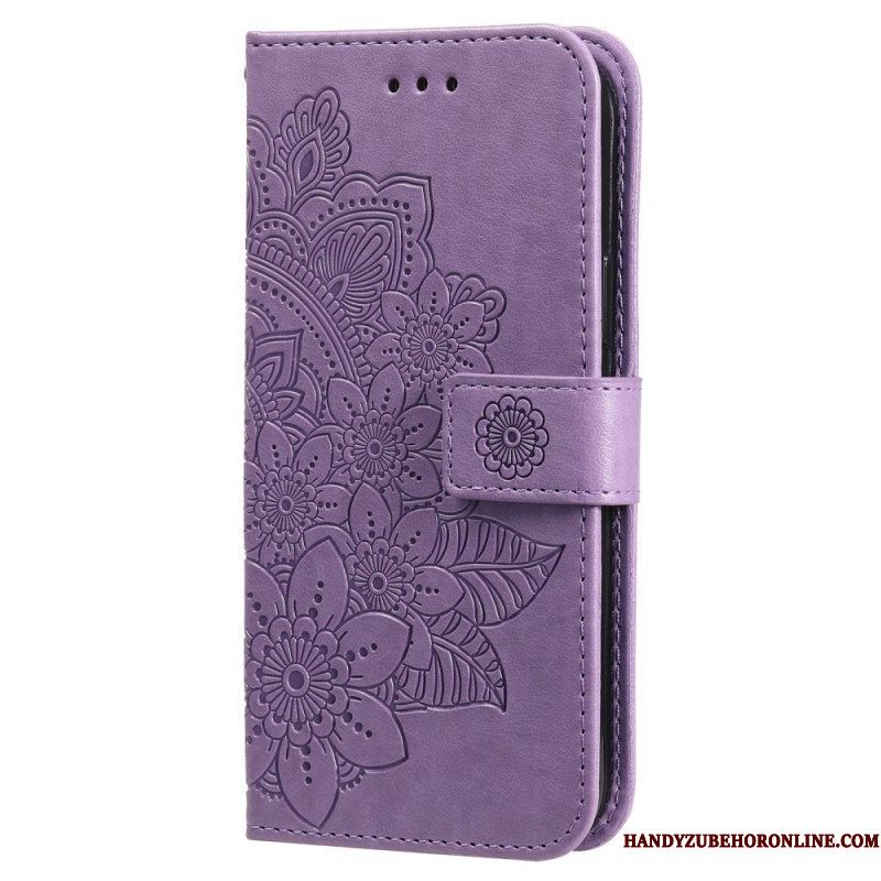 Flip Case voor Xiaomi Redmi Note 12 Pro Met Ketting Riem Bloem Mandala