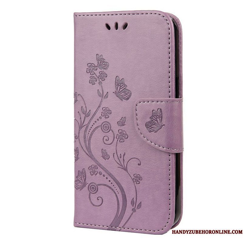 Flip Case voor iPhone 13 Pro Met Ketting Strakke Bloemen