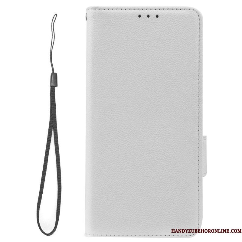 Folio-hoesje voor Samsung Galaxy A14 / A14 5G Met Ketting Strappy Litchi Lederen Stijl