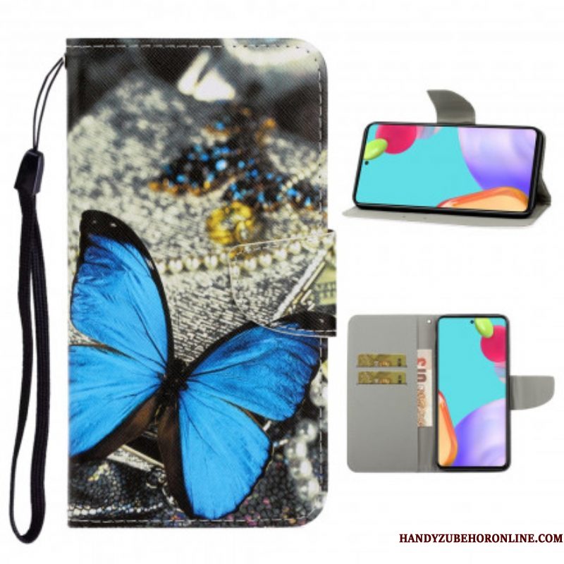 Folio-hoesje voor Samsung Galaxy A52 4G / A52 5G / A52s 5G Met Ketting Vlinderbandvariaties