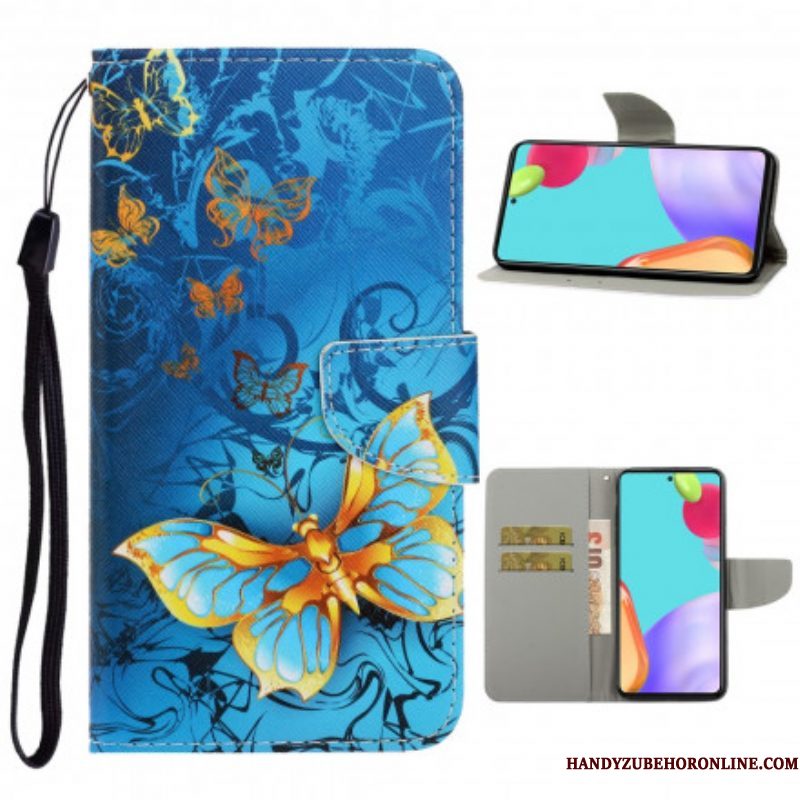 Folio-hoesje voor Samsung Galaxy A52 4G / A52 5G / A52s 5G Met Ketting Vlinderbandvariaties