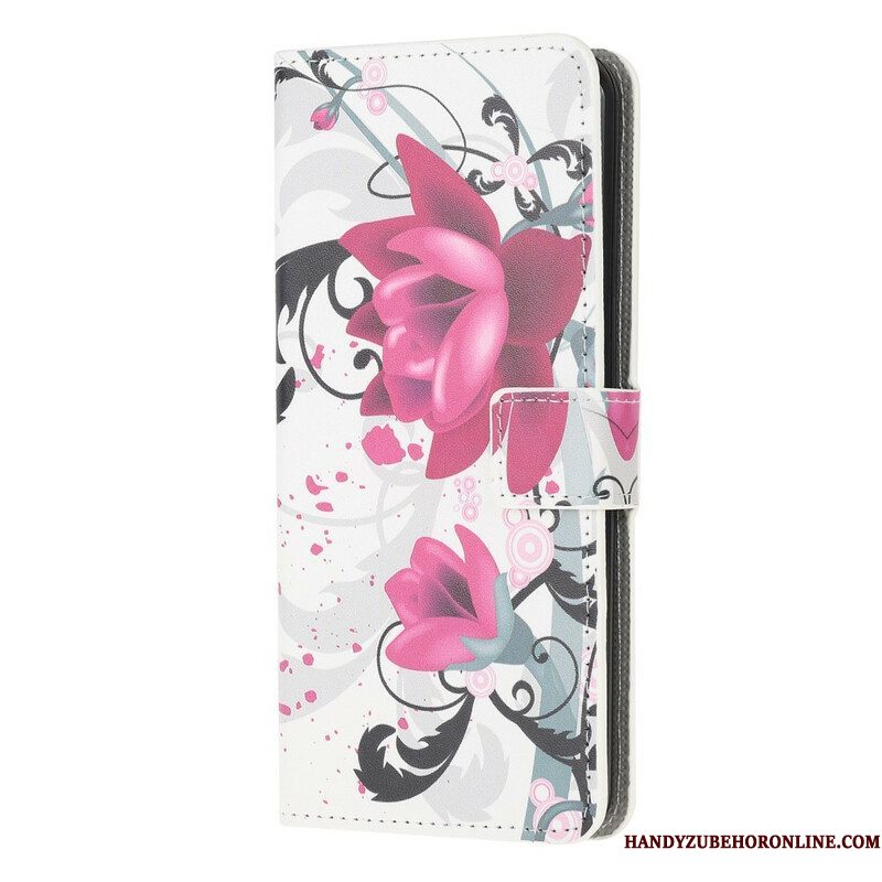 Folio-hoesje voor Samsung Galaxy A52 4G / A52 5G / A52s 5G Tropische Bloemen