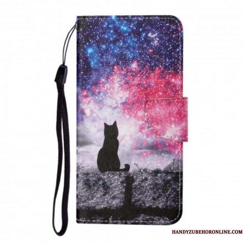 Folio-hoesje voor Samsung Galaxy M12 / A12 Kattenverhalen Met Lanyard