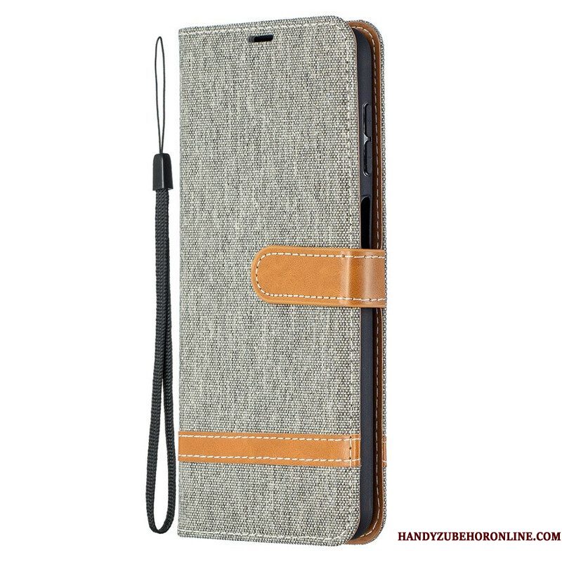 Folio-hoesje voor Samsung Galaxy M12 / A12 Met Ketting Band Van Stof En Leereffect