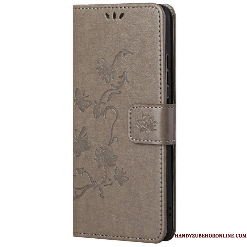 Folio-hoesje voor Samsung Galaxy M23 5G Met Ketting Riem Bloemen