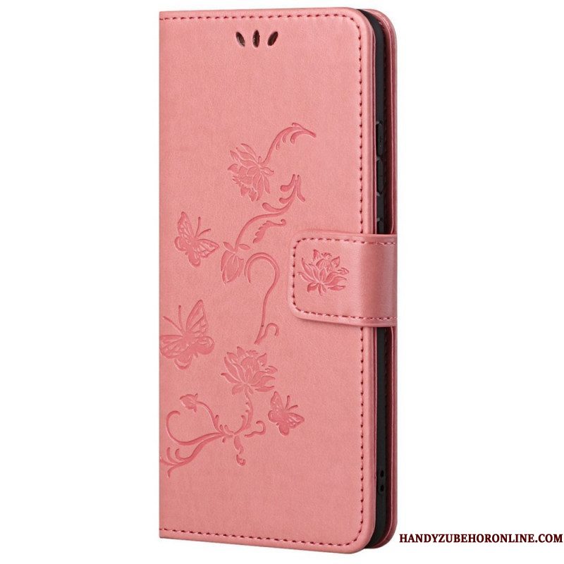 Folio-hoesje voor Samsung Galaxy M23 5G Met Ketting Riem Bloemen