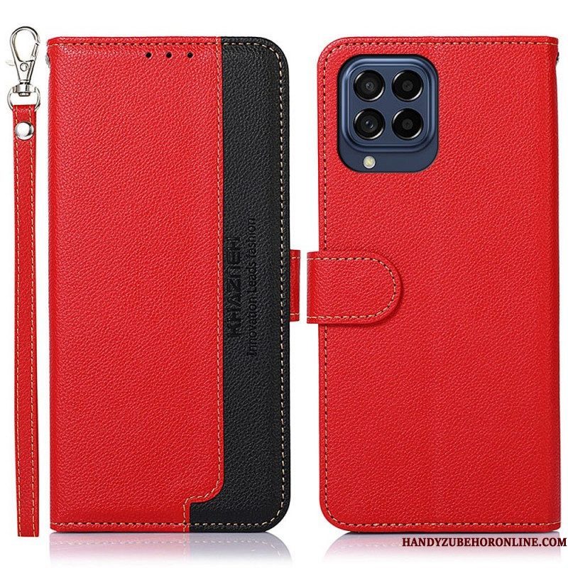 Folio-hoesje voor Samsung Galaxy M53 5G Lychee-stijl Rfid Khazneh