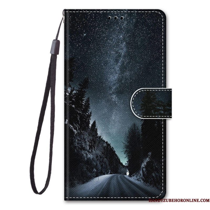 Folio-hoesje voor Samsung Galaxy M53 5G Met Ketting Lanyard-landschap