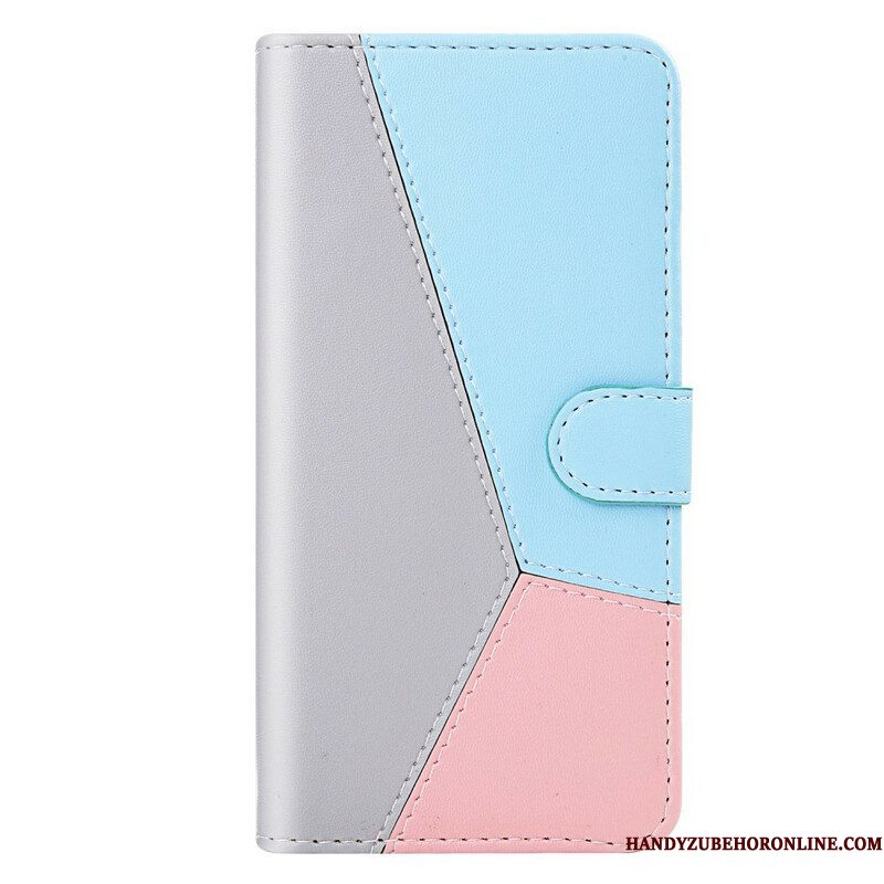 Folio-hoesje voor Samsung Galaxy S21 5G Driekleurig Leereffect