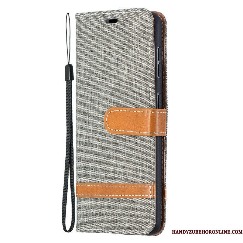 Folio-hoesje voor Samsung Galaxy S21 5G Met Ketting Band Van Stof En Leereffect