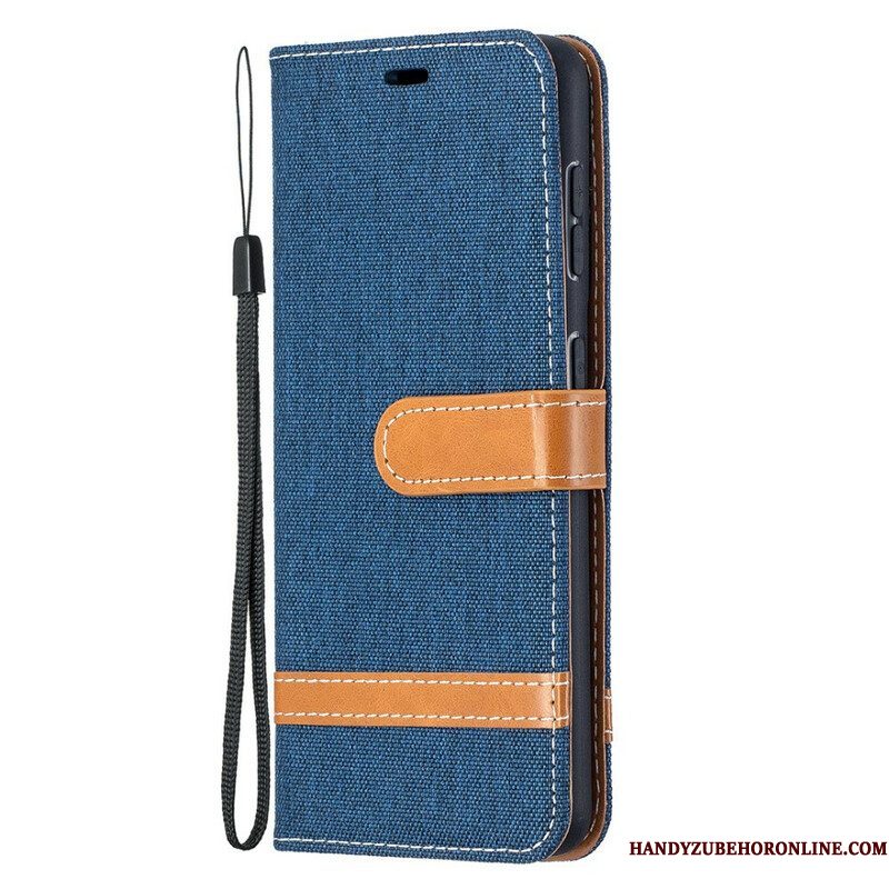 Folio-hoesje voor Samsung Galaxy S21 5G Met Ketting Band Van Stof En Leereffect