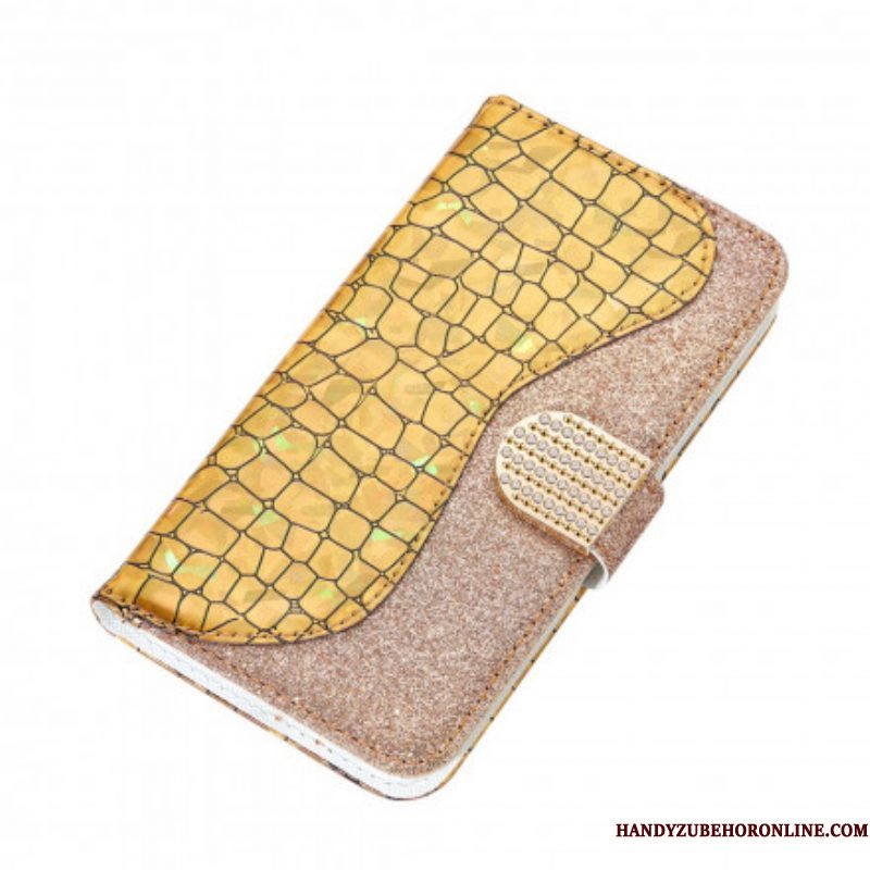 Folio-hoesje voor Samsung Galaxy S21 Ultra 5G Krokodil Diamanten