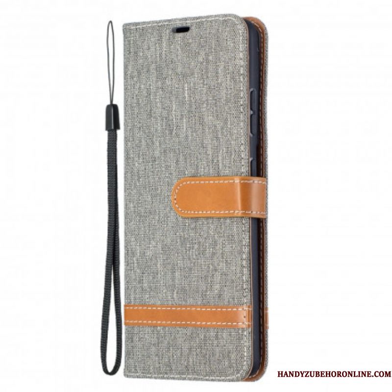 Folio-hoesje voor Samsung Galaxy S21 Ultra 5G Met Ketting Band Van Stof En Leereffect