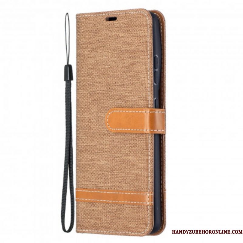 Folio-hoesje voor Samsung Galaxy S21 Ultra 5G Met Ketting Band Van Stof En Leereffect