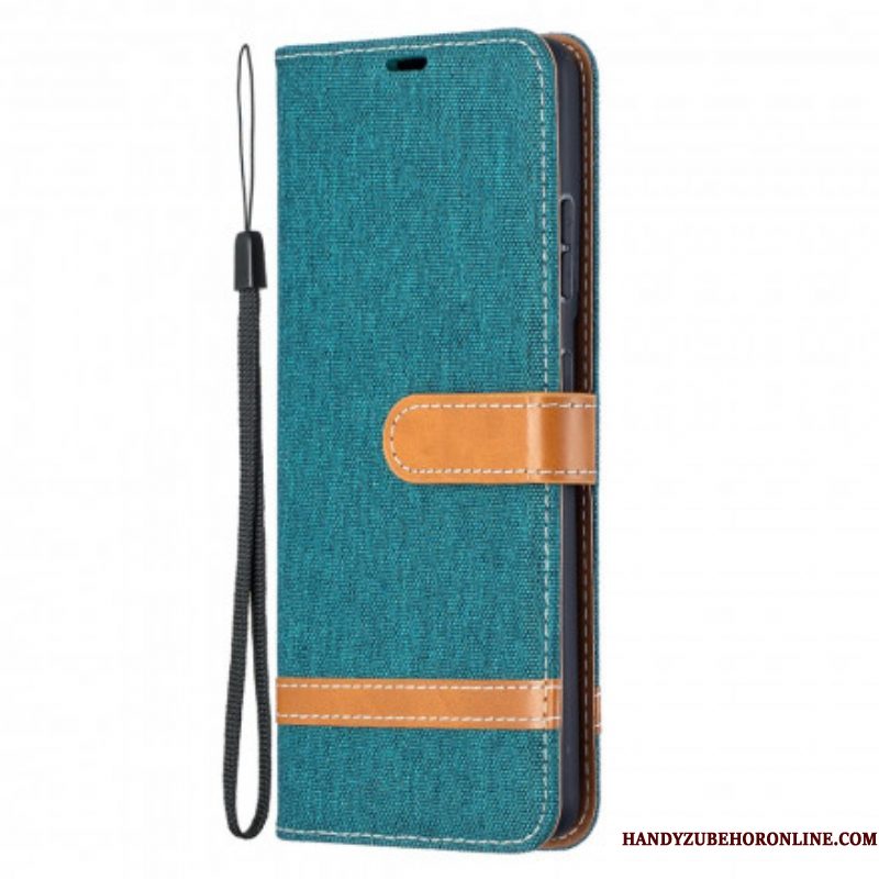 Folio-hoesje voor Samsung Galaxy S21 Ultra 5G Met Ketting Band Van Stof En Leereffect