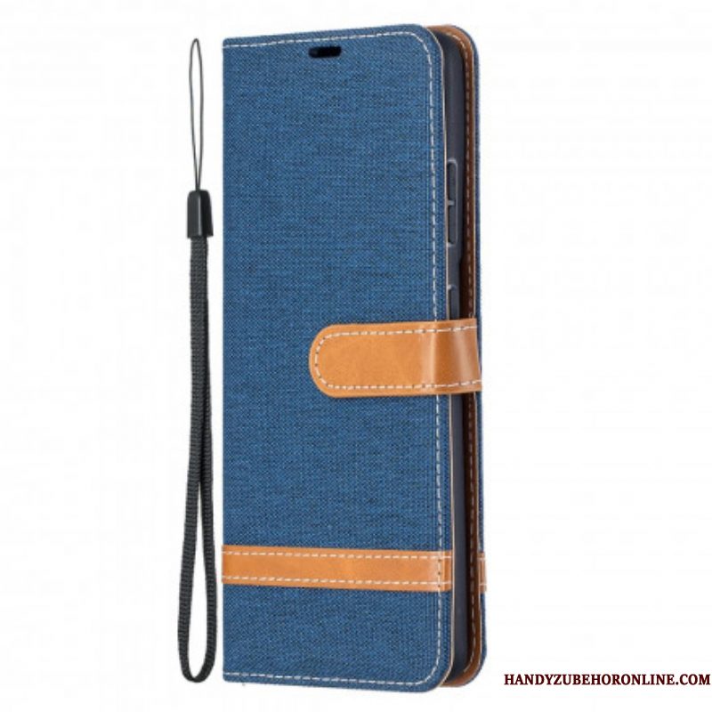 Folio-hoesje voor Samsung Galaxy S21 Ultra 5G Met Ketting Band Van Stof En Leereffect