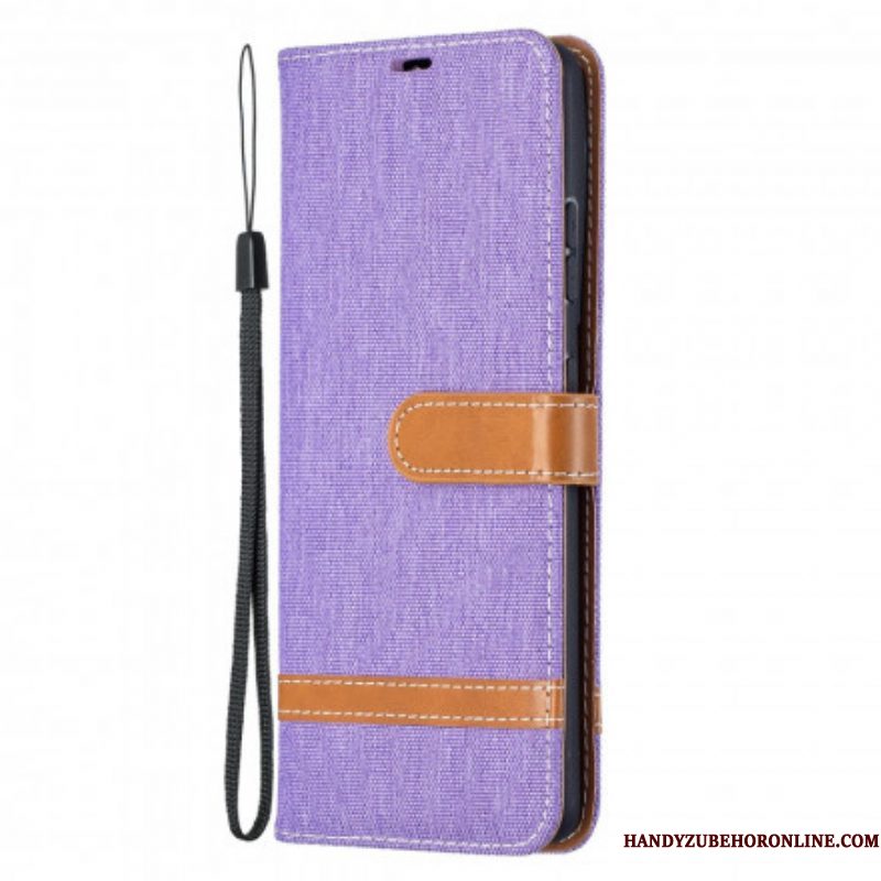 Folio-hoesje voor Samsung Galaxy S21 Ultra 5G Met Ketting Band Van Stof En Leereffect