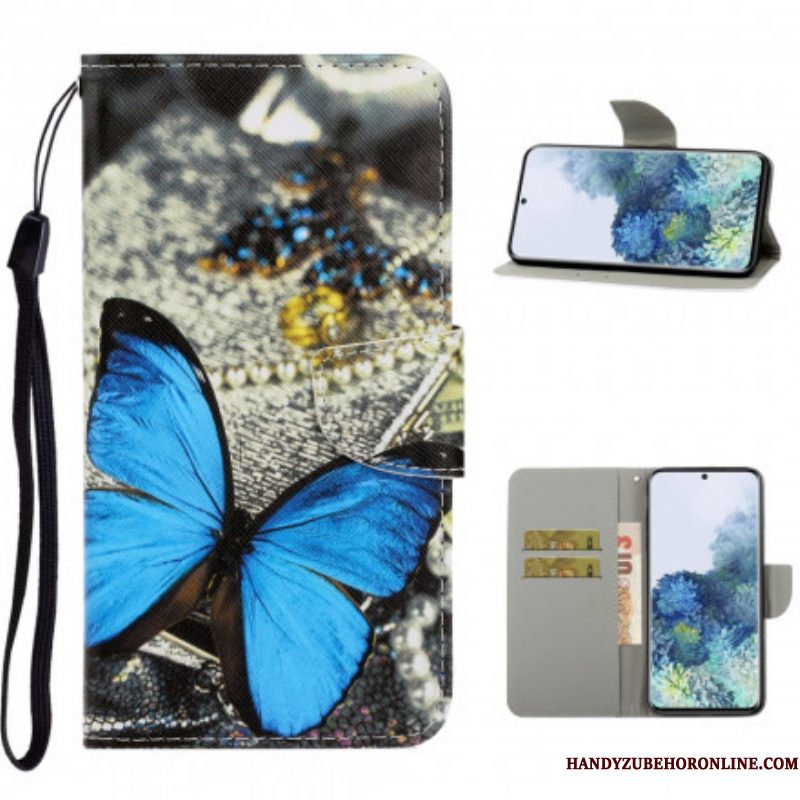 Folio-hoesje voor Samsung Galaxy S21 Ultra 5G Met Ketting Vlinderbandvariaties