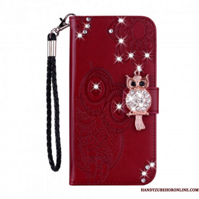 Folio-hoesje voor Samsung Galaxy S21 Ultra 5G Uil Mandala En Charme