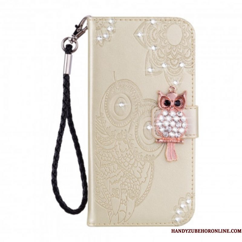 Folio-hoesje voor Samsung Galaxy S21 Ultra 5G Uil Mandala En Charme