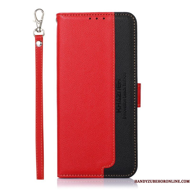 Folio-hoesje voor Samsung Galaxy S22 5G Lychee-stijl Rfid Khazneh