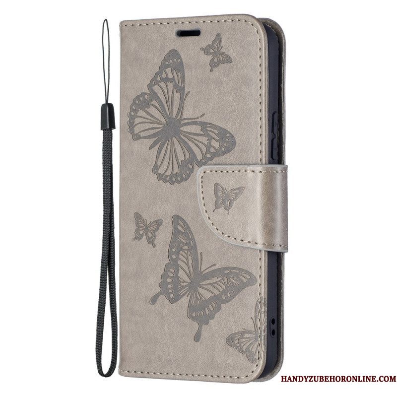 Folio-hoesje voor Samsung Galaxy S22 5G Vlinders Tijdens De Vlucht Met Lanyard