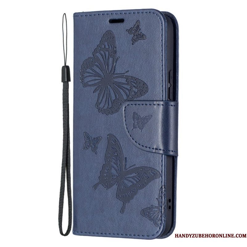 Folio-hoesje voor Samsung Galaxy S22 5G Vlinders Tijdens De Vlucht Met Lanyard