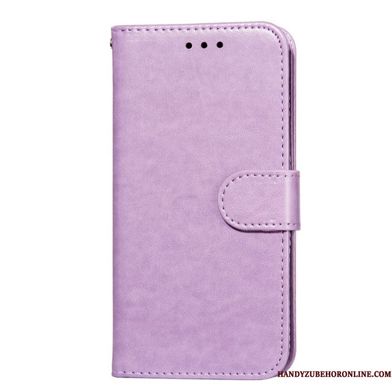 Folio-hoesje voor Samsung Galaxy S22 Ultra 5G Met Ketting Effen Kleur Strappy