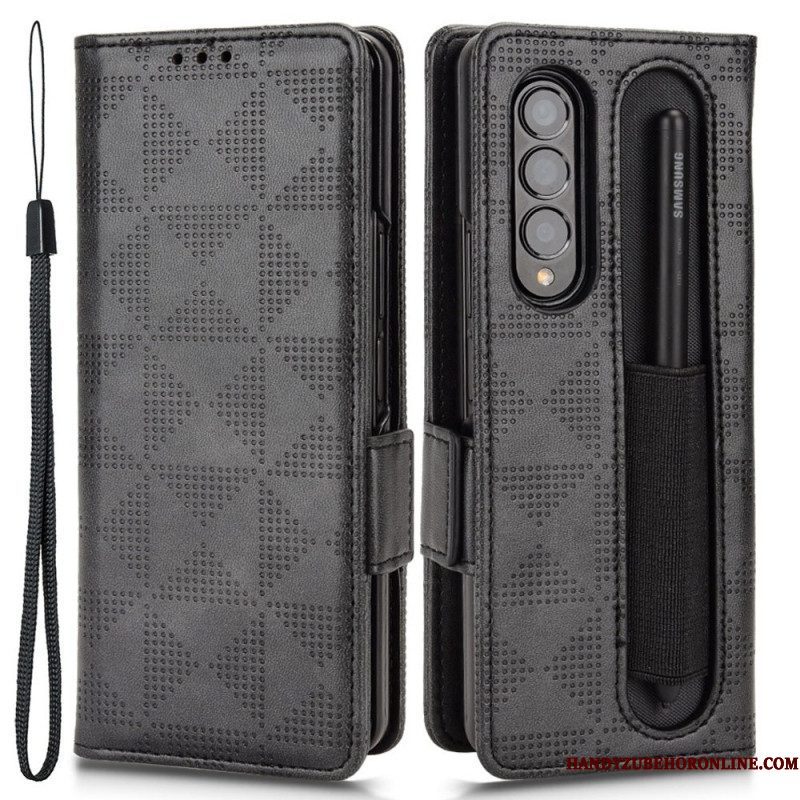 Folio-hoesje voor Samsung Galaxy Z Fold 4 Patroon Geperforeerde Driehoeken Lanyard