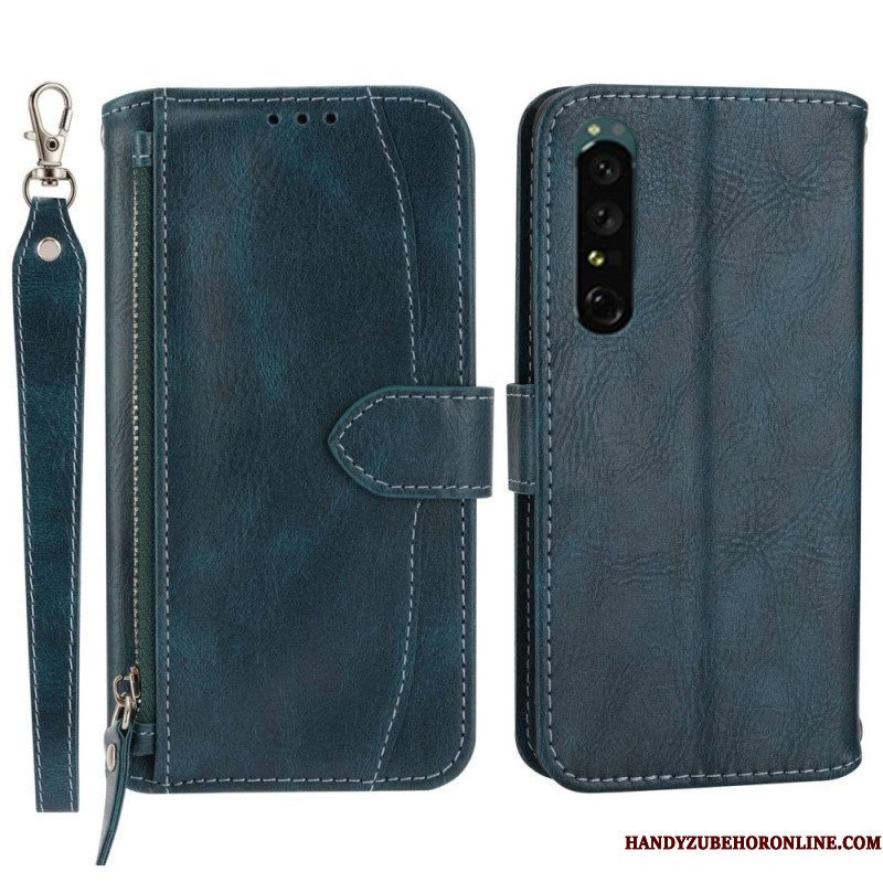 Folio-hoesje voor Sony Xperia 1 IV Portemonnee Leren Portemonnee Met Lanyard En Schouderriem